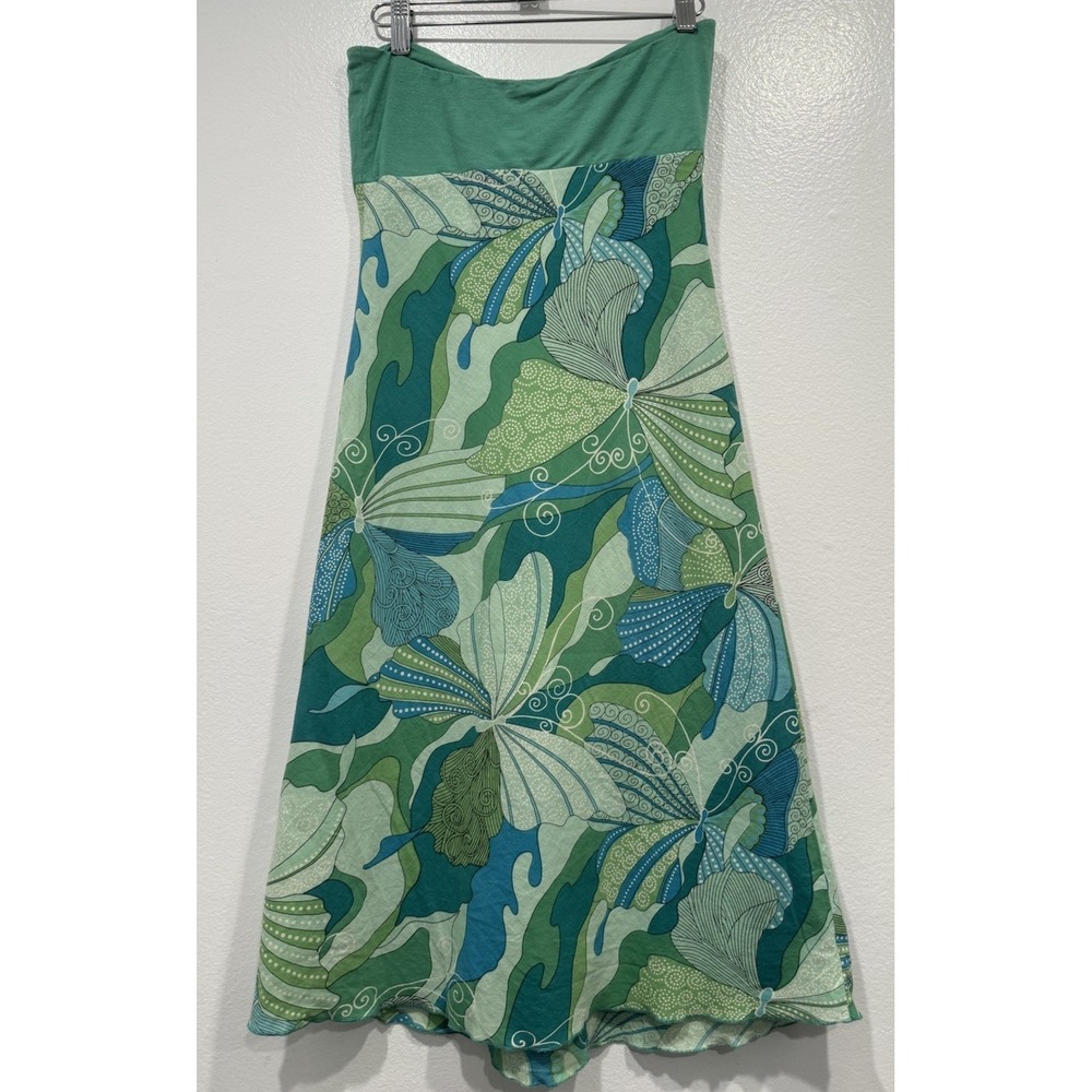 VTG Y2K Halter Dress Green Blue Butterfly Kaleidoscope Festival Bohemian Funky - Picture 3 of 10